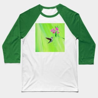Hummingbird and Sweet Peas Painting Baseball T-Shirt